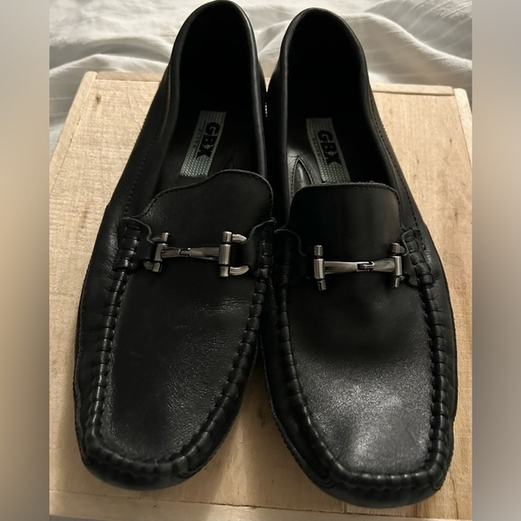 GBX Men’s Black Leather Memory Foam Slip On Loafers Driving Shoes Size 11 - Picture 1 of 6